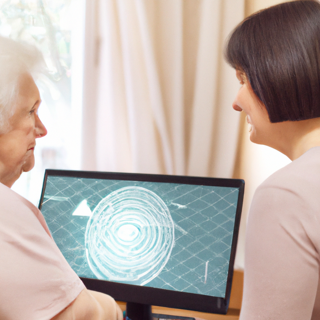 AI assistant helping elderly woman